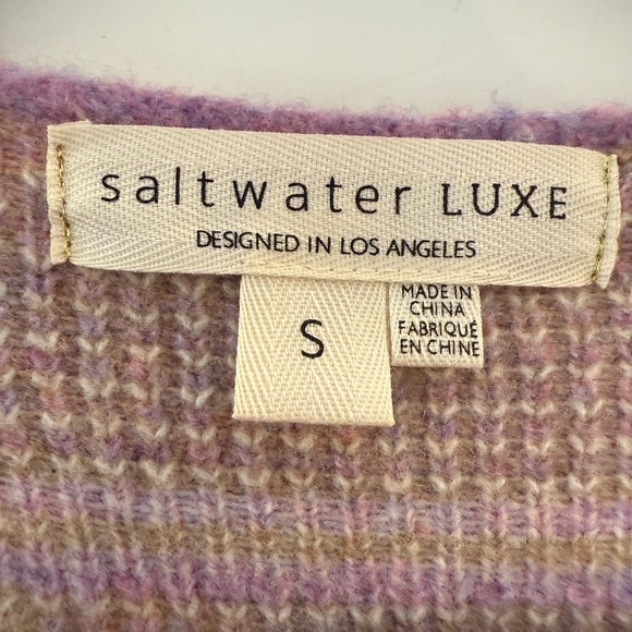SALTWATER LUXE charli sweater cardigan in lilac purple plaid small - Picture 7 of 8